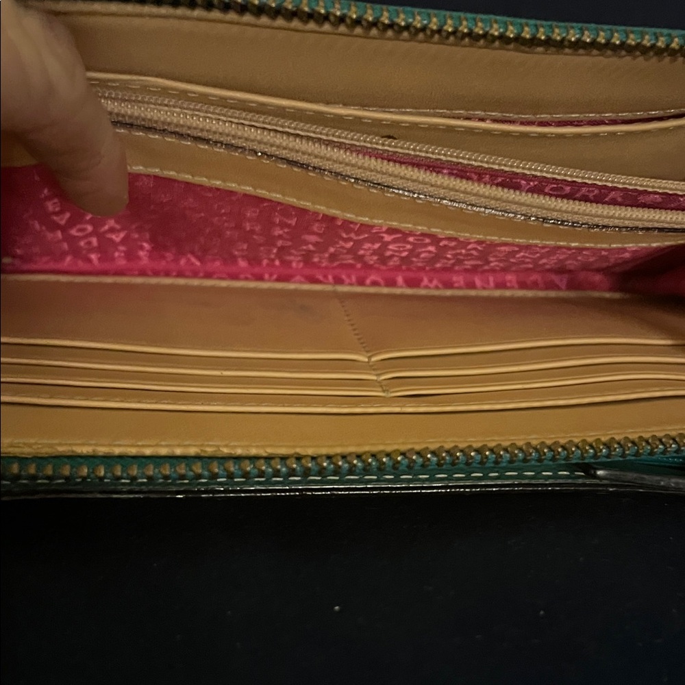 kate spade teal pebbled leather wristlet clutch - Picture 8 of 10